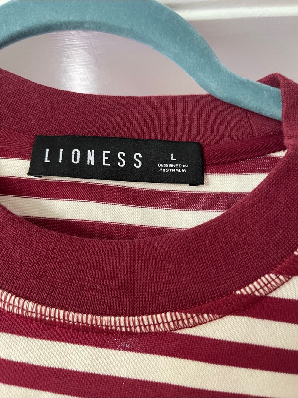 Lioness Burgundy and Cream Striped Long Sleeve Tee - Picture 2 of 2